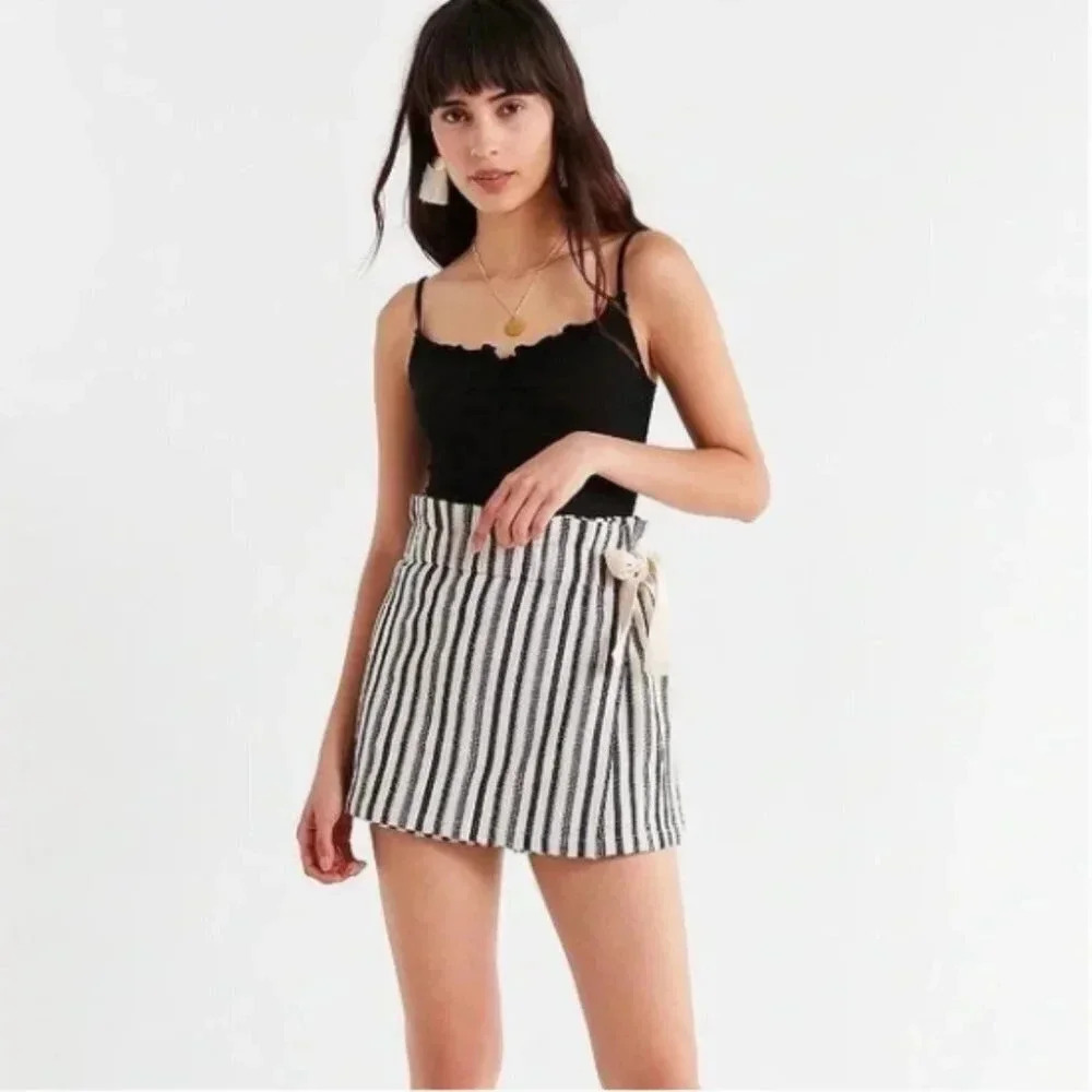 Urban Outfitters Black & White Striped Wrap Skort